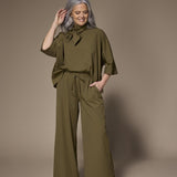 Gala satijnen blouse - Khaki