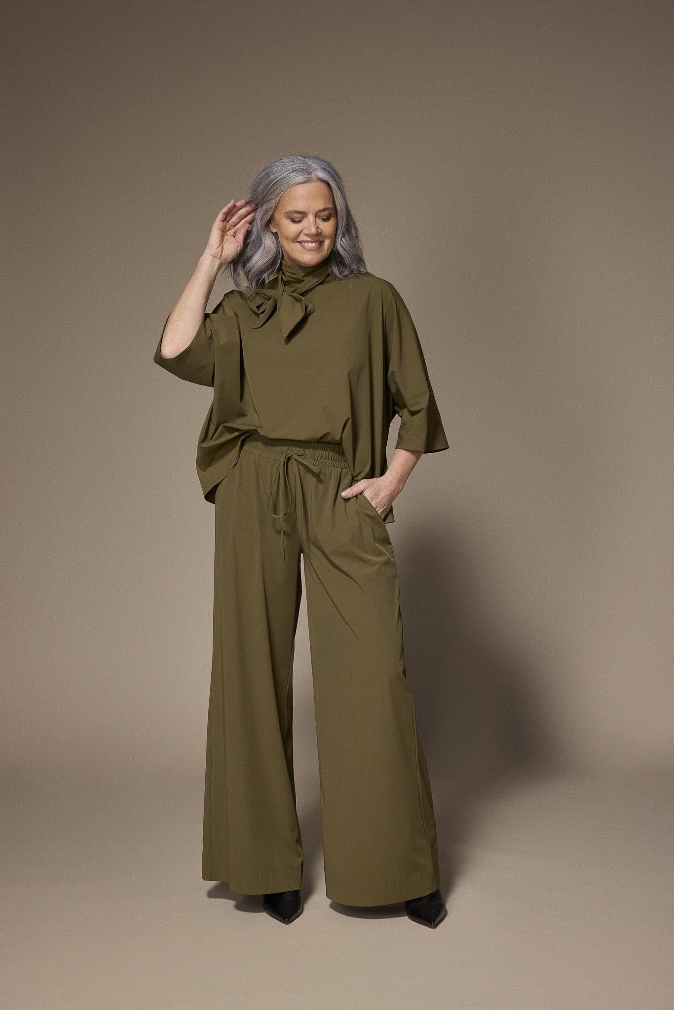Gala satijnen blouse - Khaki