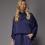 Gala satijnen blouse - Navy