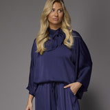 Gala satijnen blouse - Navy