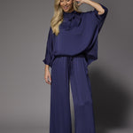 Gala satijnen blouse - Navy
