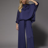 Gala satijnen blouse - Navy