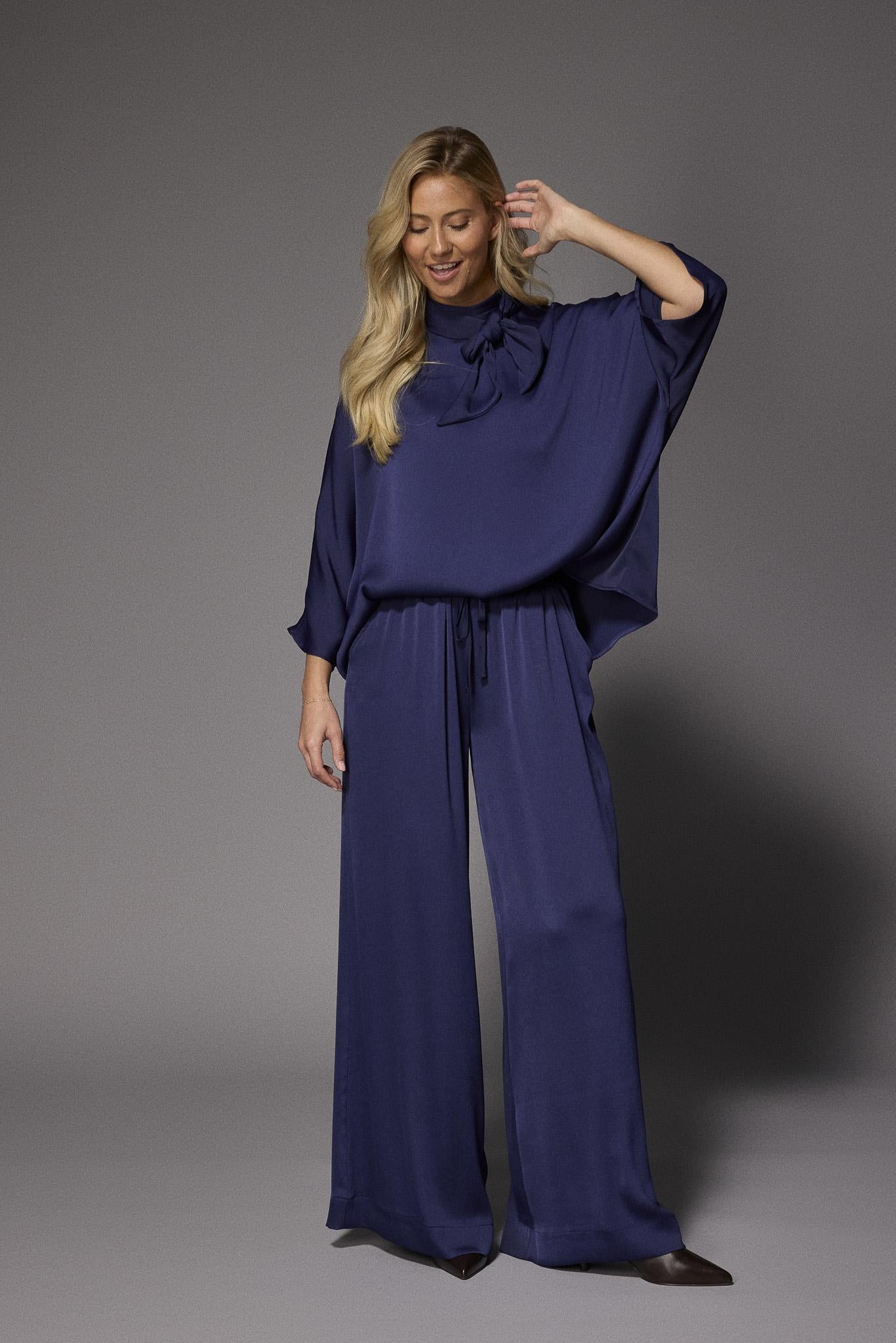 Gala satijnen blouse - Navy