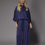 Gala satijnen blouse - Navy