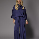 Gala satijnen blouse - Navy