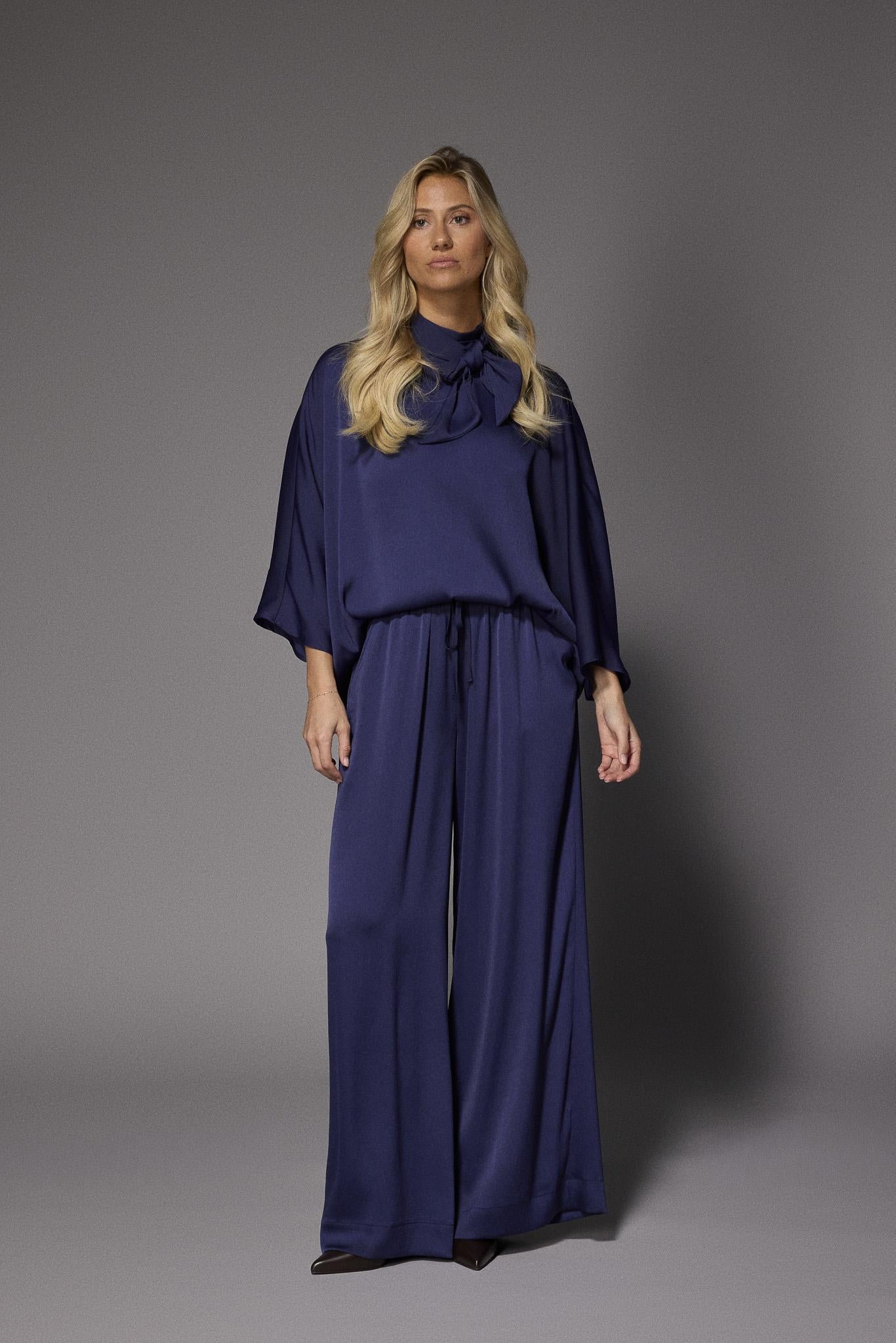 Gala satijnen blouse - Navy