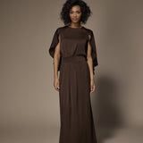 Felice avondjurk met cape - Brown