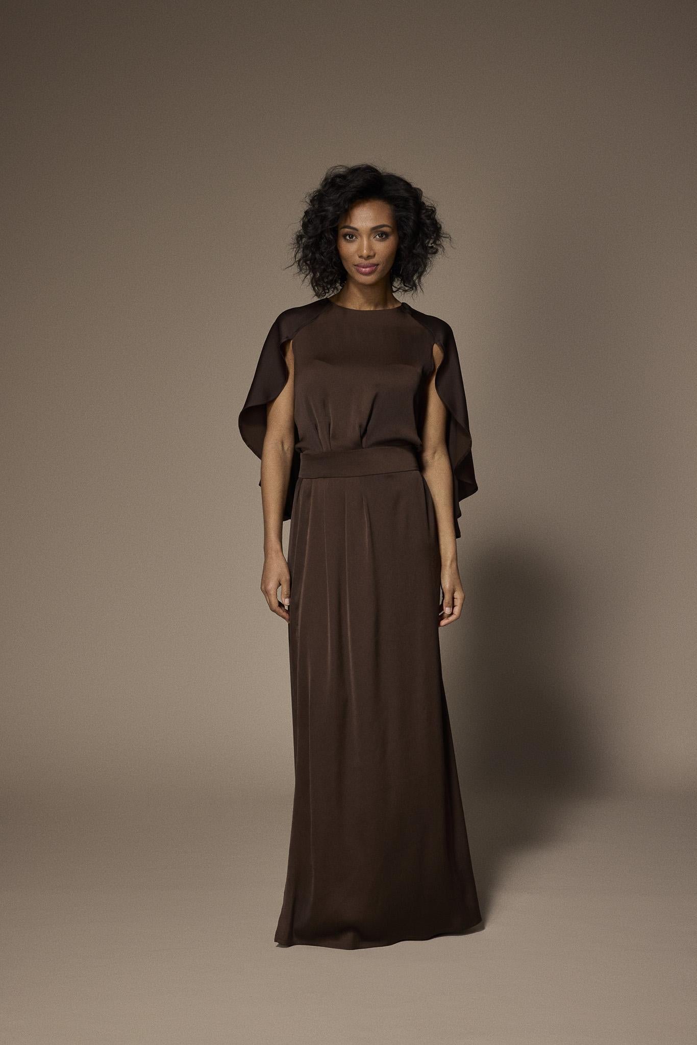 Felice avondjurk met cape - Brown