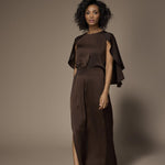Felice avondjurk met cape - Brown