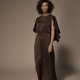 Felice avondjurk met cape - Brown