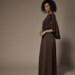 Felice avondjurk met cape - Brown