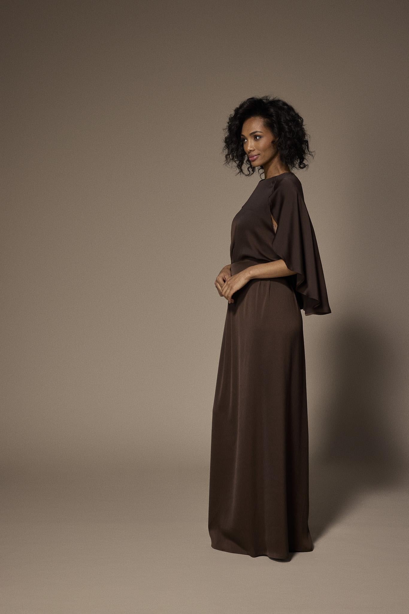 Felice avondjurk met cape - Brown