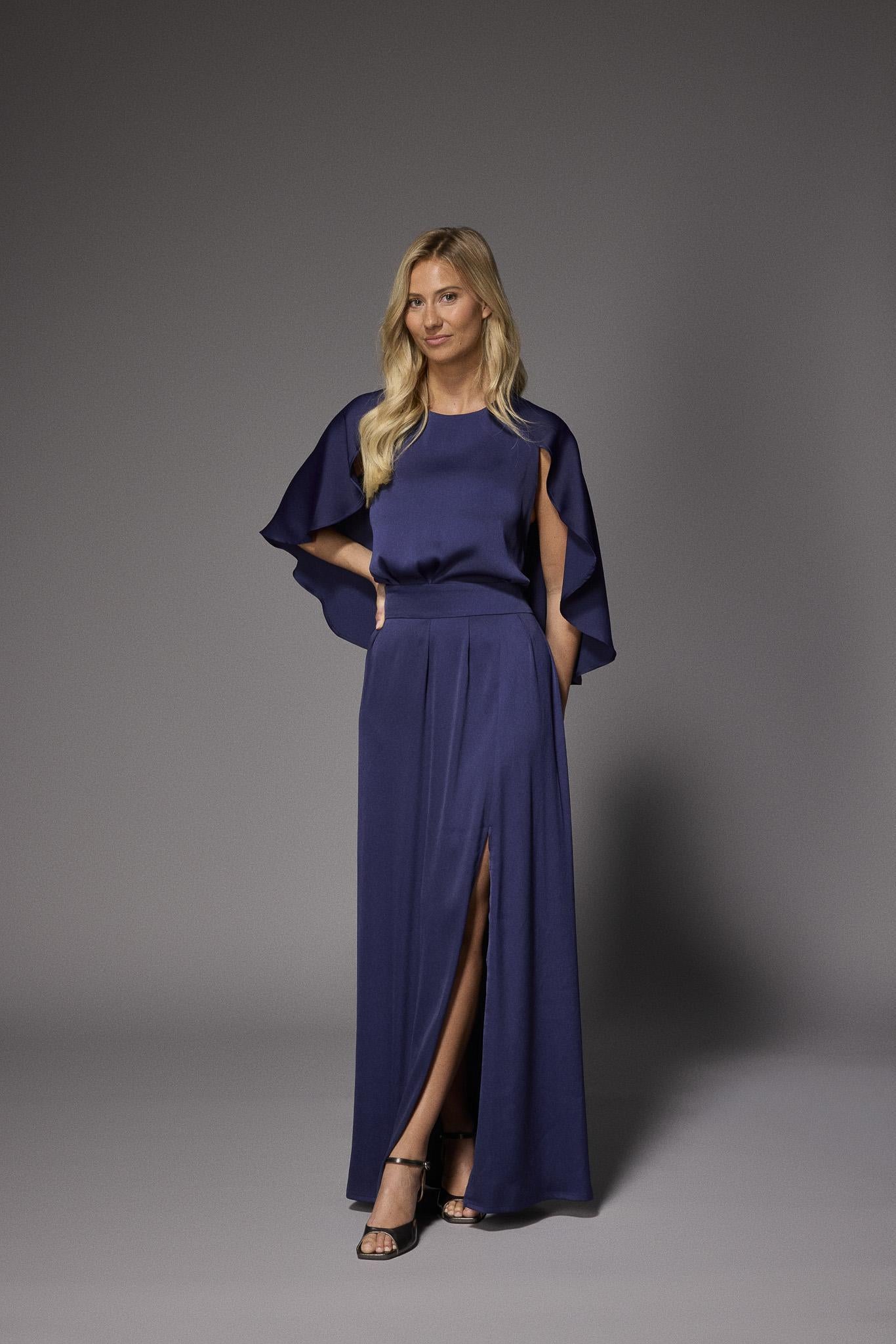 Felice avondjurk met cape - Navy