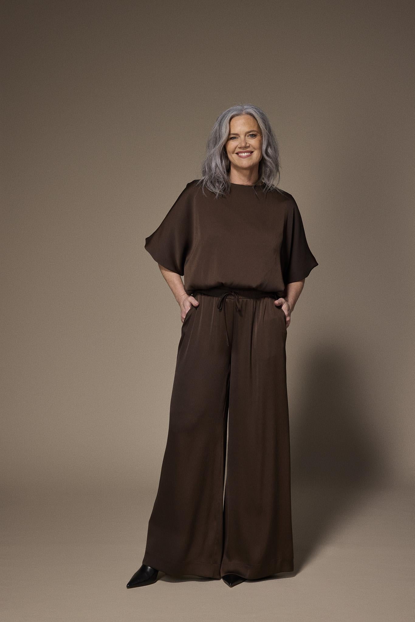 Pien blouse met pofmouwen - Brown
