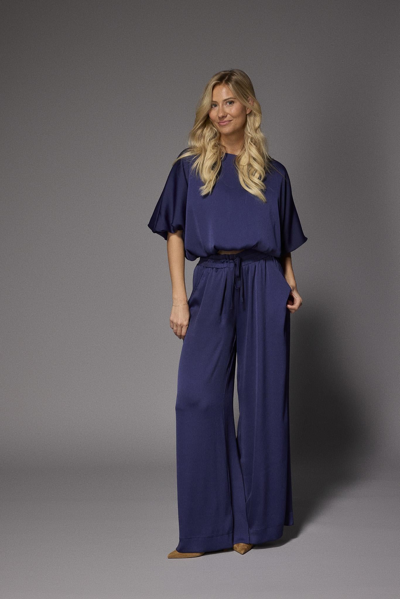 Pien blouse met pofmouwen - Navy