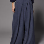 Texas pantalon met dubbele bandplooi - Navy