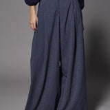 Texas pantalon met dubbele bandplooi - Navy
