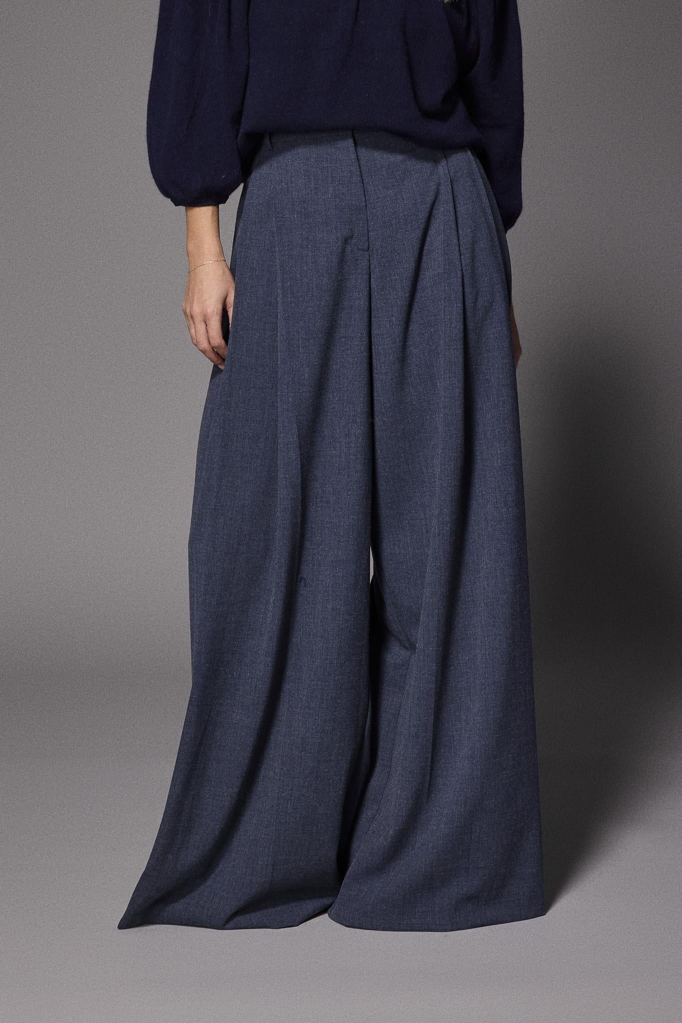 Texas pantalon met dubbele bandplooi - Navy