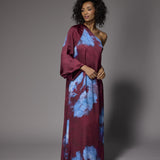 Kansas one-shoulder jurk - Burgundy Flowers