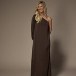 Kansas one-shoulder jurk - Brown