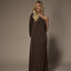 Kansas one-shoulder jurk - Brown