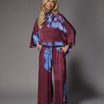 Polly flower wide-leg broek - Burgundy Flowers