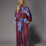 Polly flower wide-leg broek - Burgundy Flowers