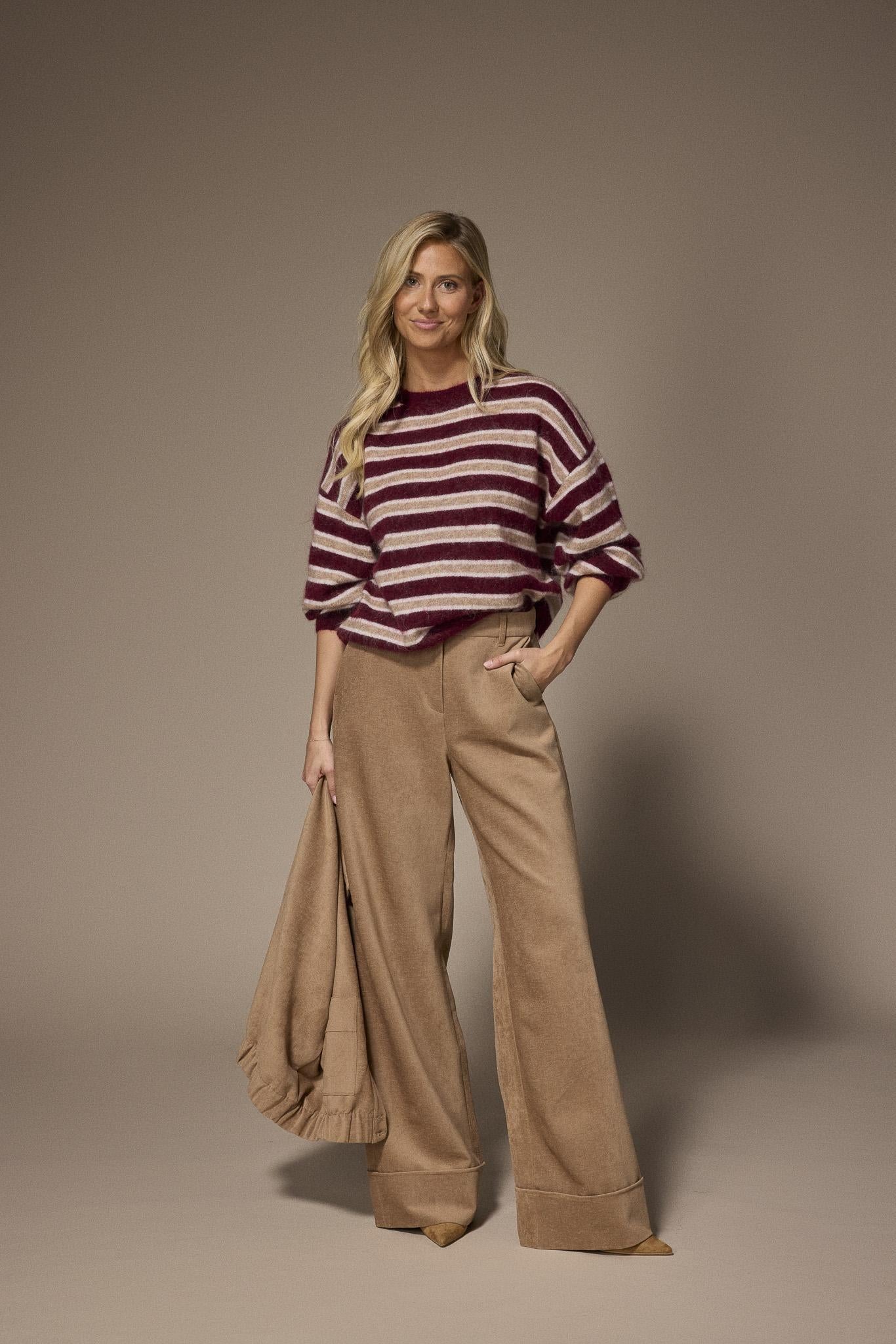 Bobby velours wide-leg broek - Camel