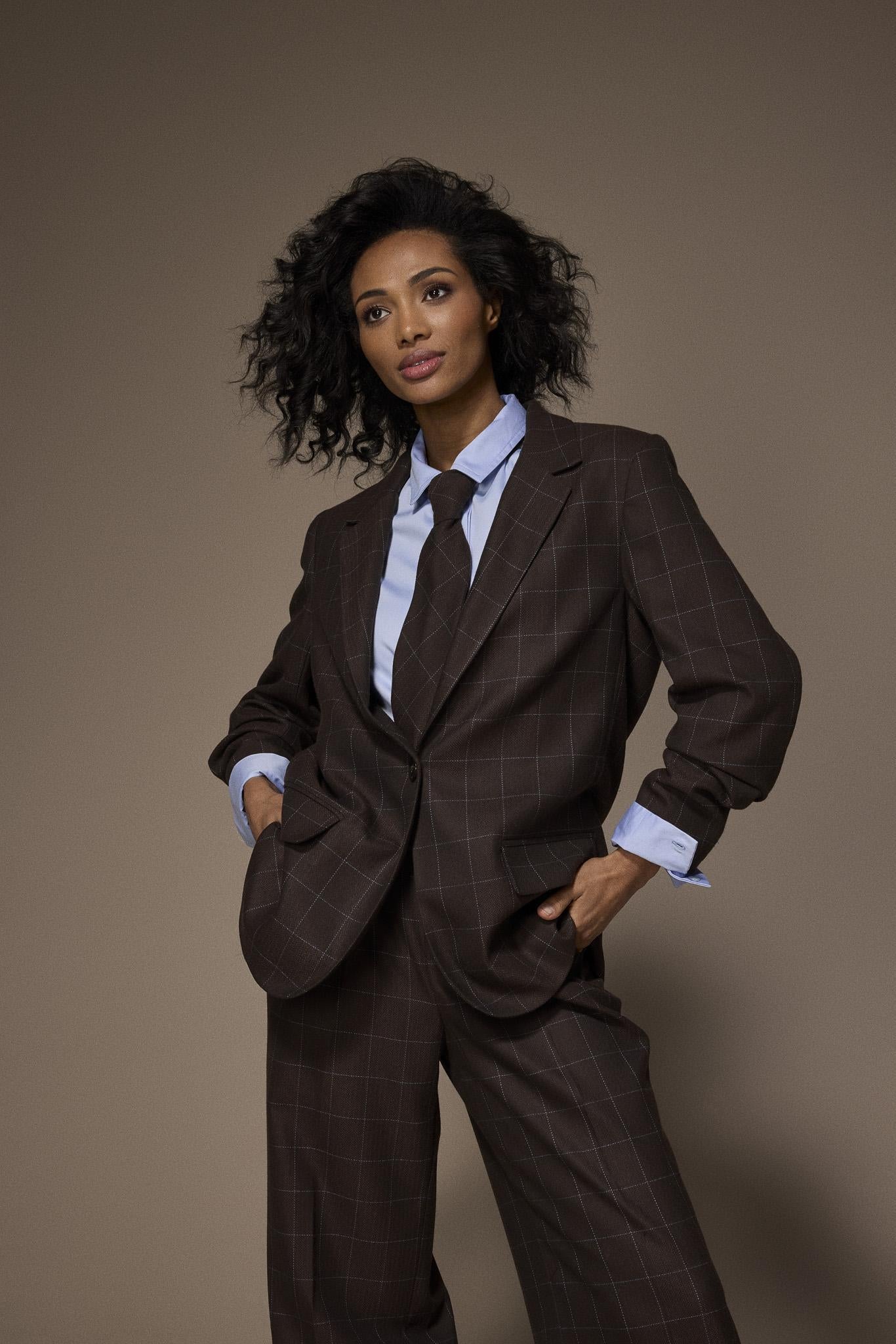 Cilia geruite blazer - Brown