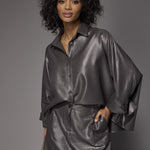 Loue glitter mini rok - Shiny Grey