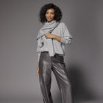 Odelia glitter wide leg broek - Shiny Grey