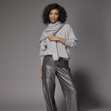 Odelia glitter wide leg broek - Shiny Grey