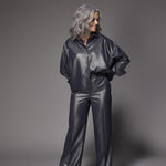 Odelia glitter wide leg broek - Shiny Navy