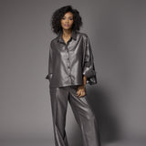 Odelia glitter wide leg broek - Shiny Grey