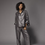 Odelia glitter wide leg broek - Shiny Grey