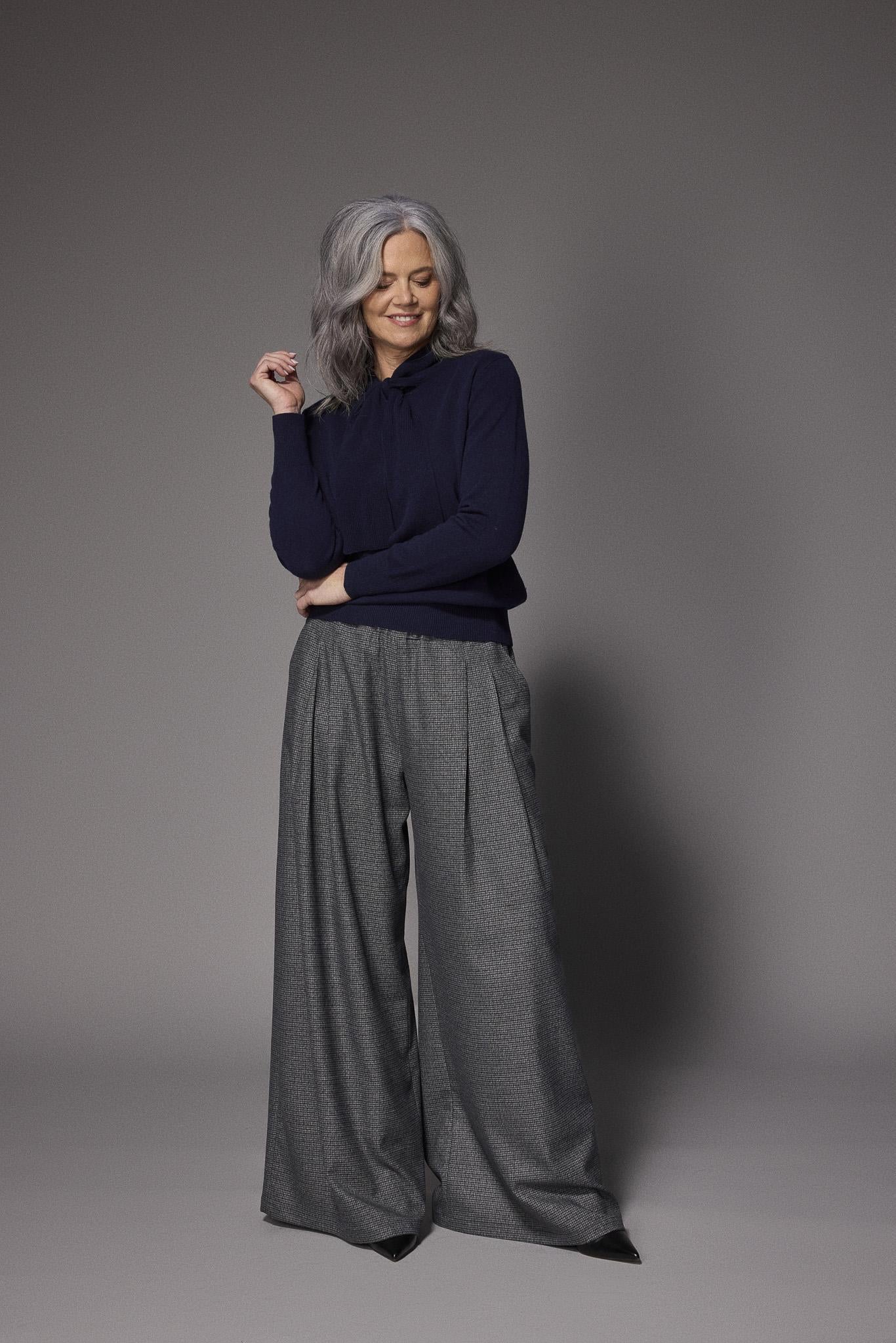 Odessa super wide-leg broek - Grey Checks