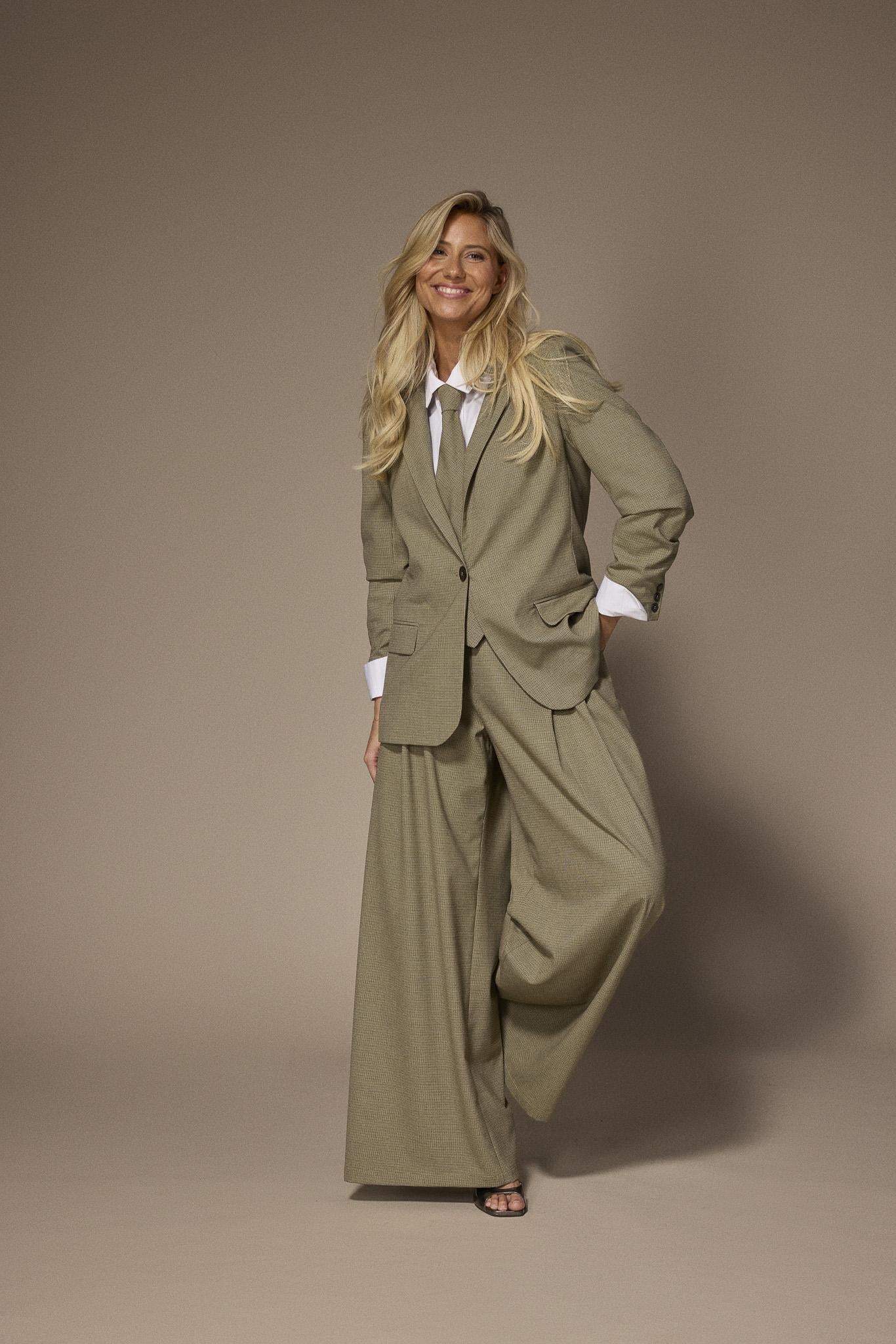 Odessa super wide-leg broek - Green Checks