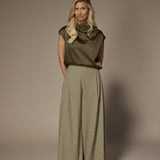 Odessa super wide-leg broek - Green Checks