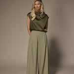 Odessa super wide-leg broek - Green Checks