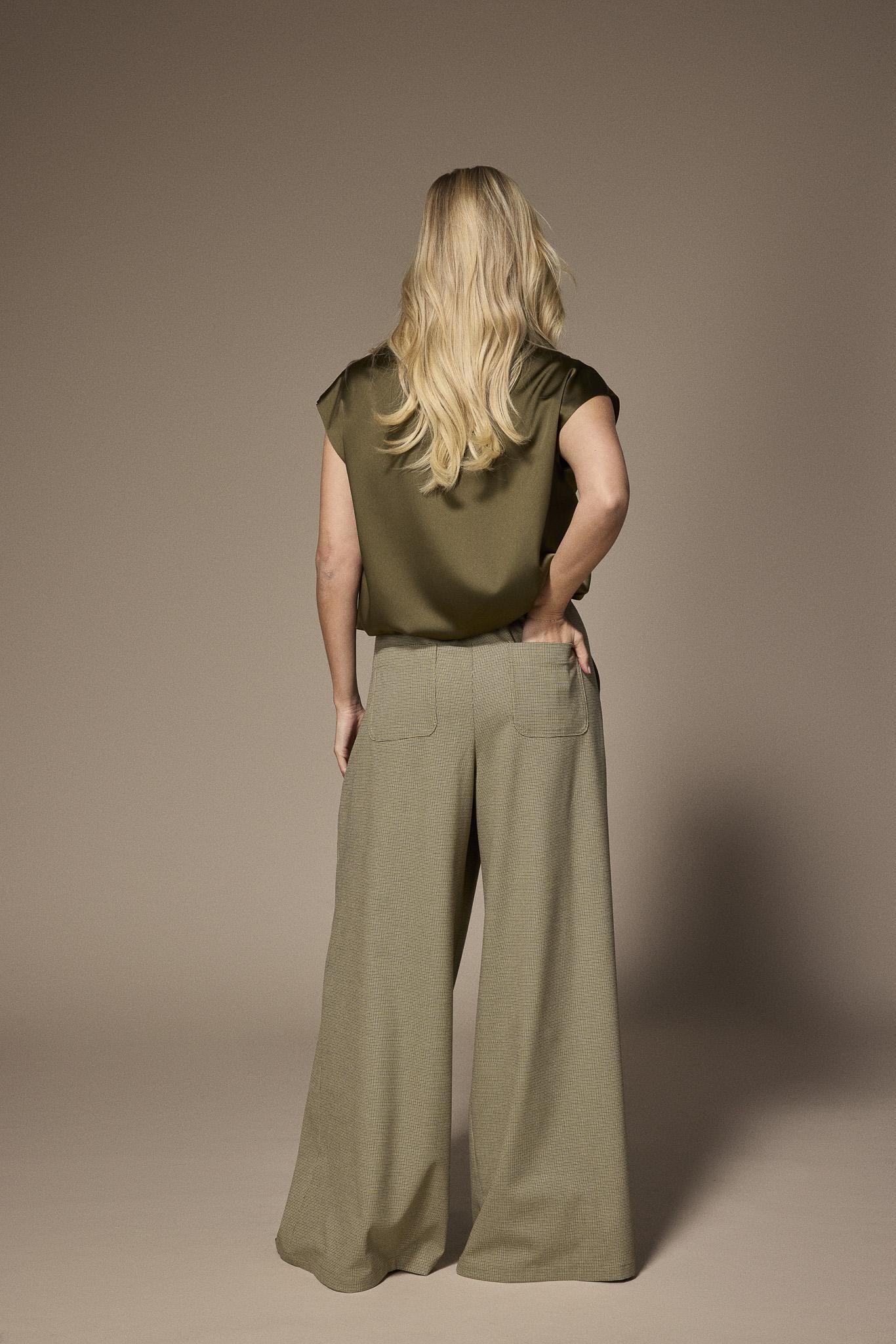 Odessa super wide-leg broek - Green Checks