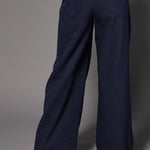 Orelie velours wide-leg broek - Navy