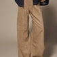 Orelie velours wide-leg broek - Camel