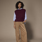 Orelie velours wide-leg broek - Camel