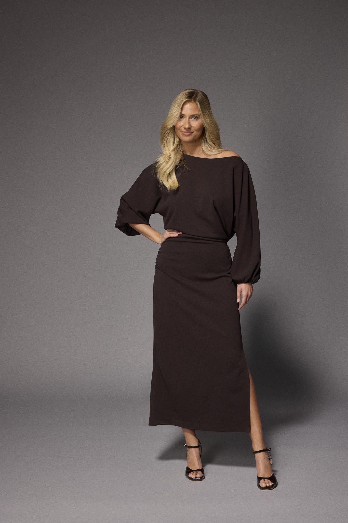 Eleonor elegante maxi jurk - Brown