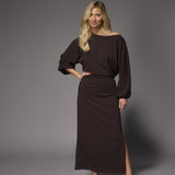 Eleonor elegante maxi jurk - Brown