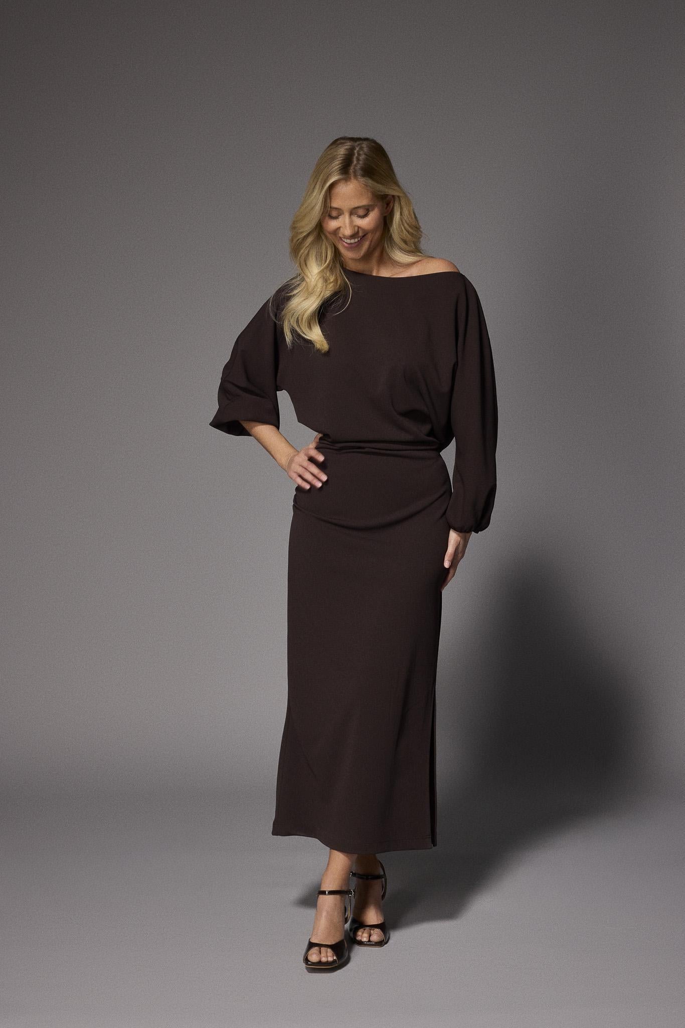 Eleonor elegante maxi jurk - Brown