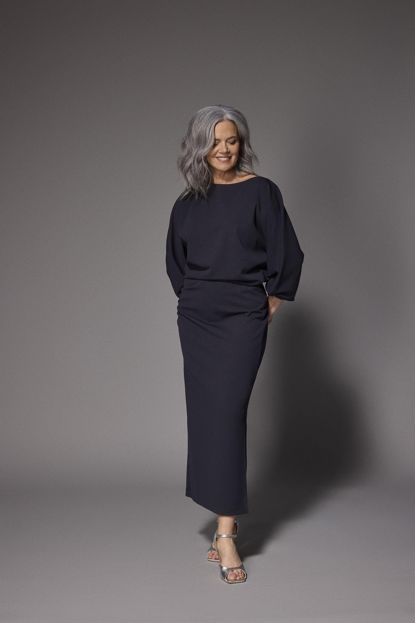 Eleonor elegante maxi jurk - Navy