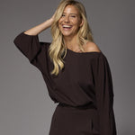 Eleonor blouse met boothals - Brown