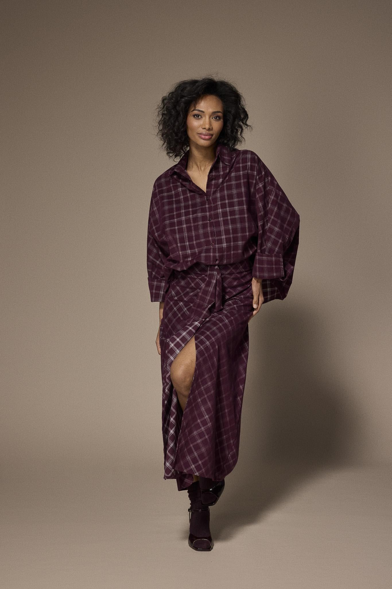 Flynn oversized blouse - Plume Checks