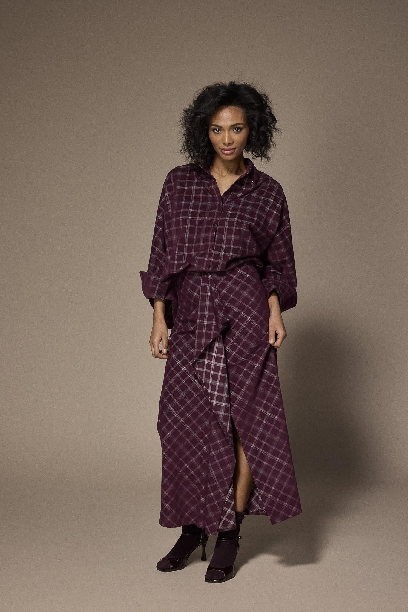 Flynn oversized blouse - Plume Checks